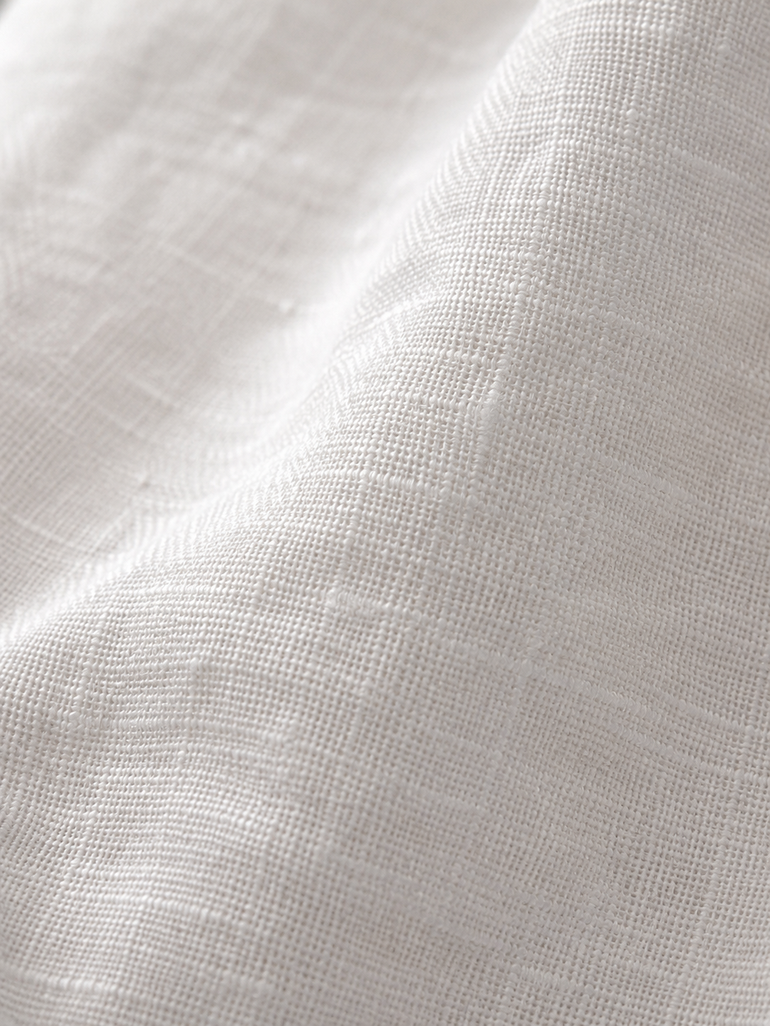 Men White Linen Band Collar Shirt