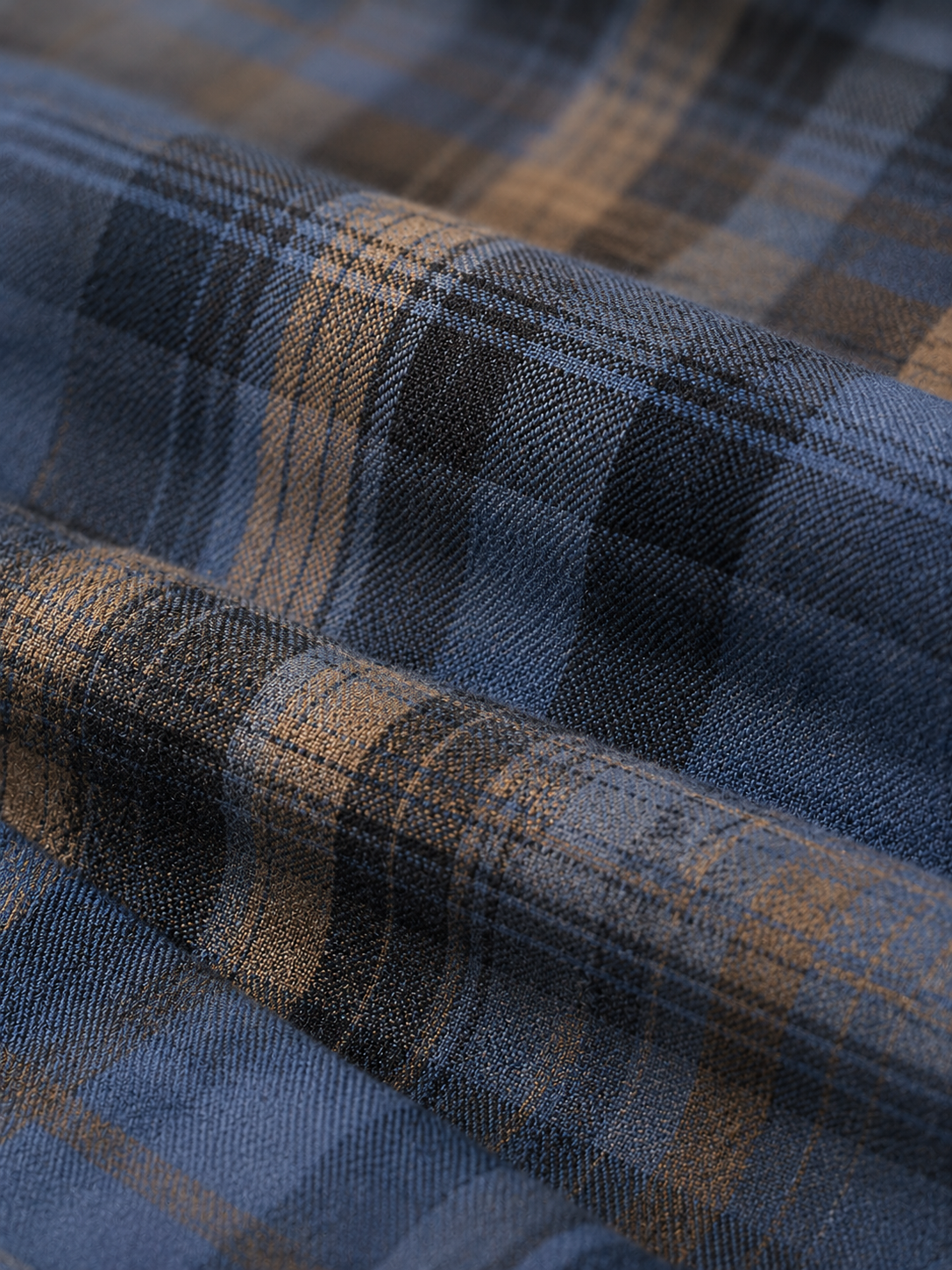 Men Blue Vintage Plaid Shirt