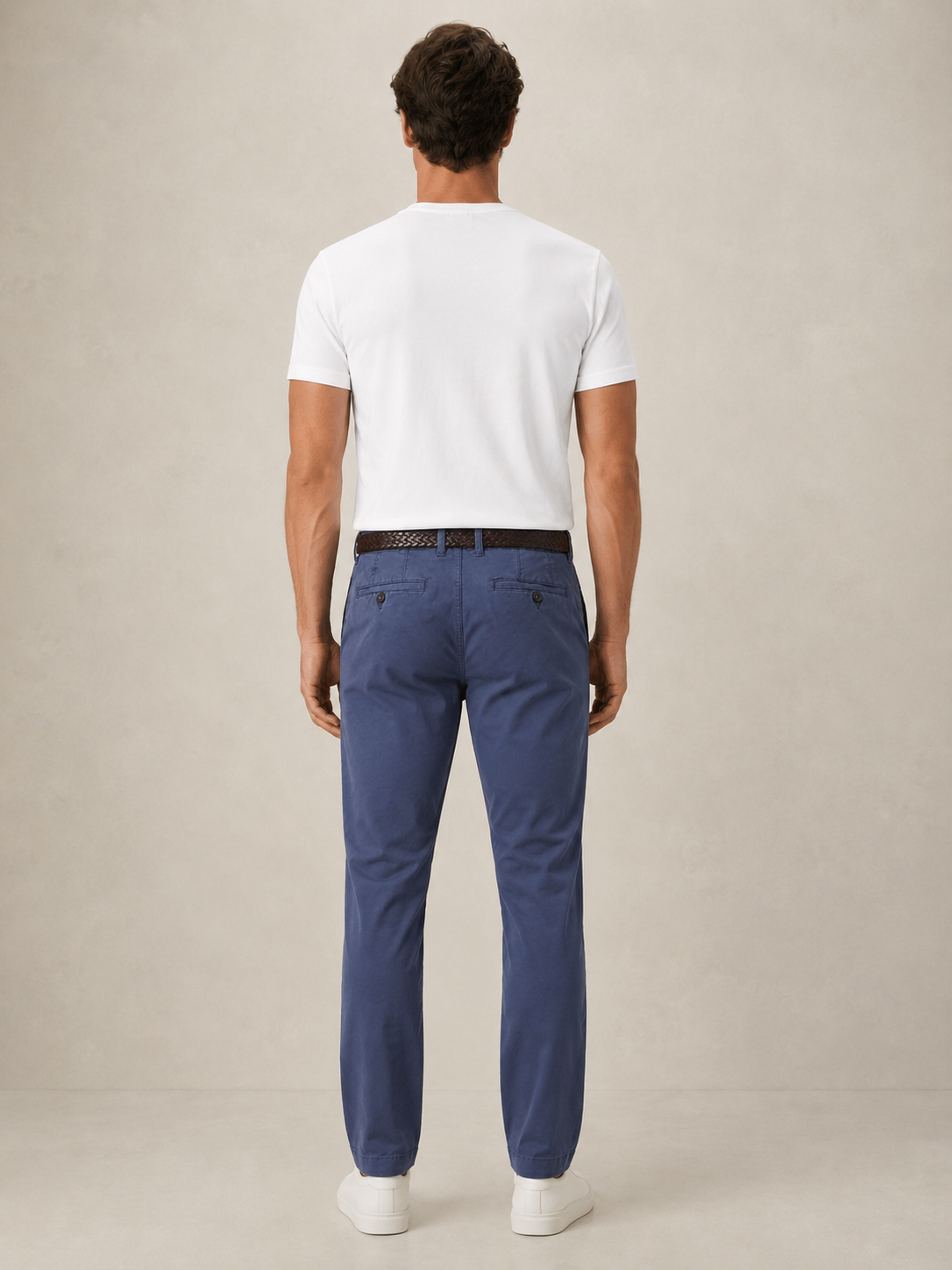 Men Blue Cotton Stretch Chino Trousers