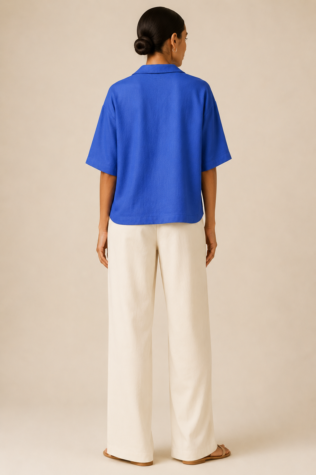 Women Blue Resort Collar Top