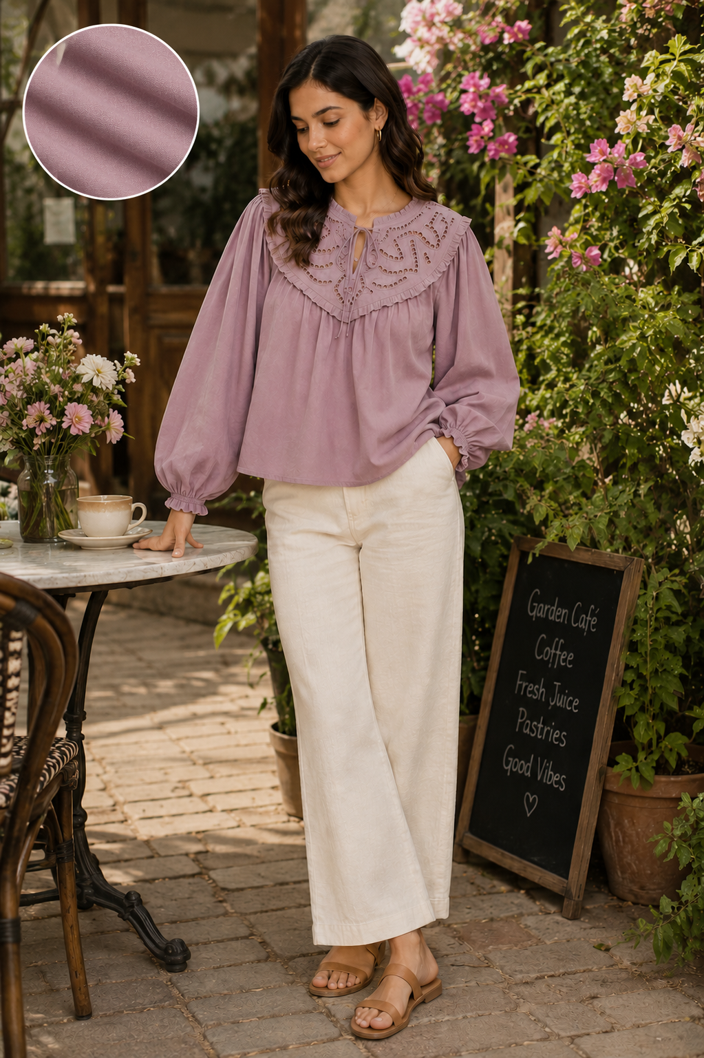 Women Pink Ruffle Detail Top