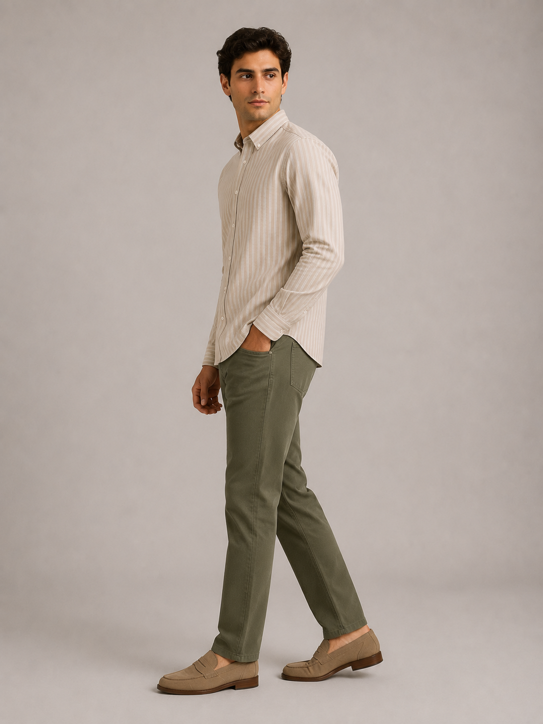 Men Stone Stripe Oxford Shirt