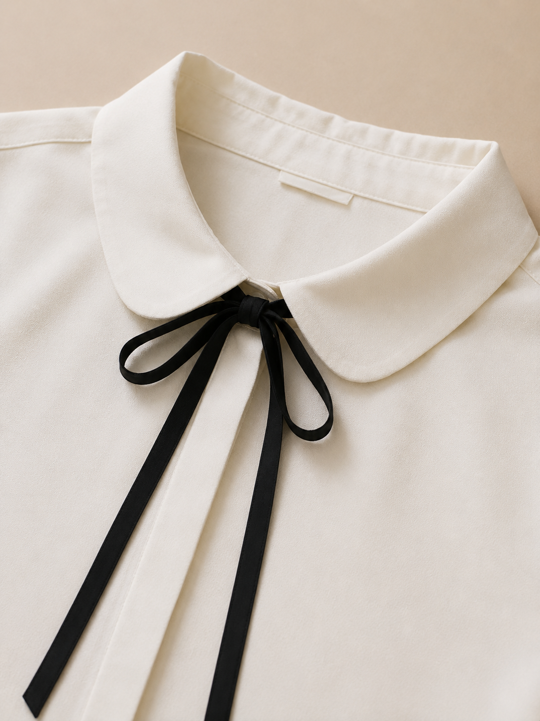 Women Ivory Bow-Tie Peter Pan Shirt