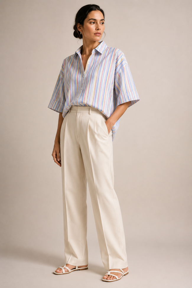 Women Multi Stripe Boxy Fit Shirt
