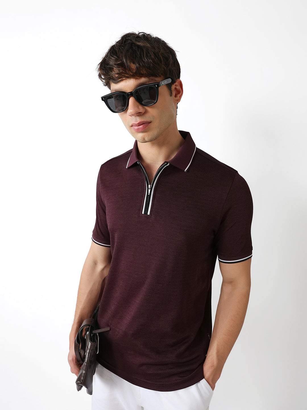 Men Maroon Regular Fit Polo