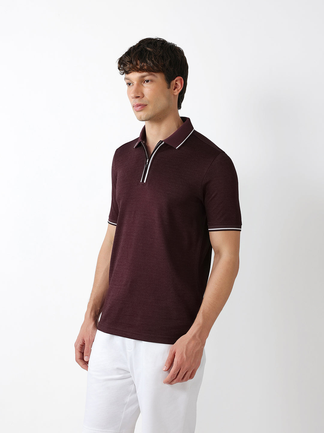 Men Maroon Regular Fit Polo