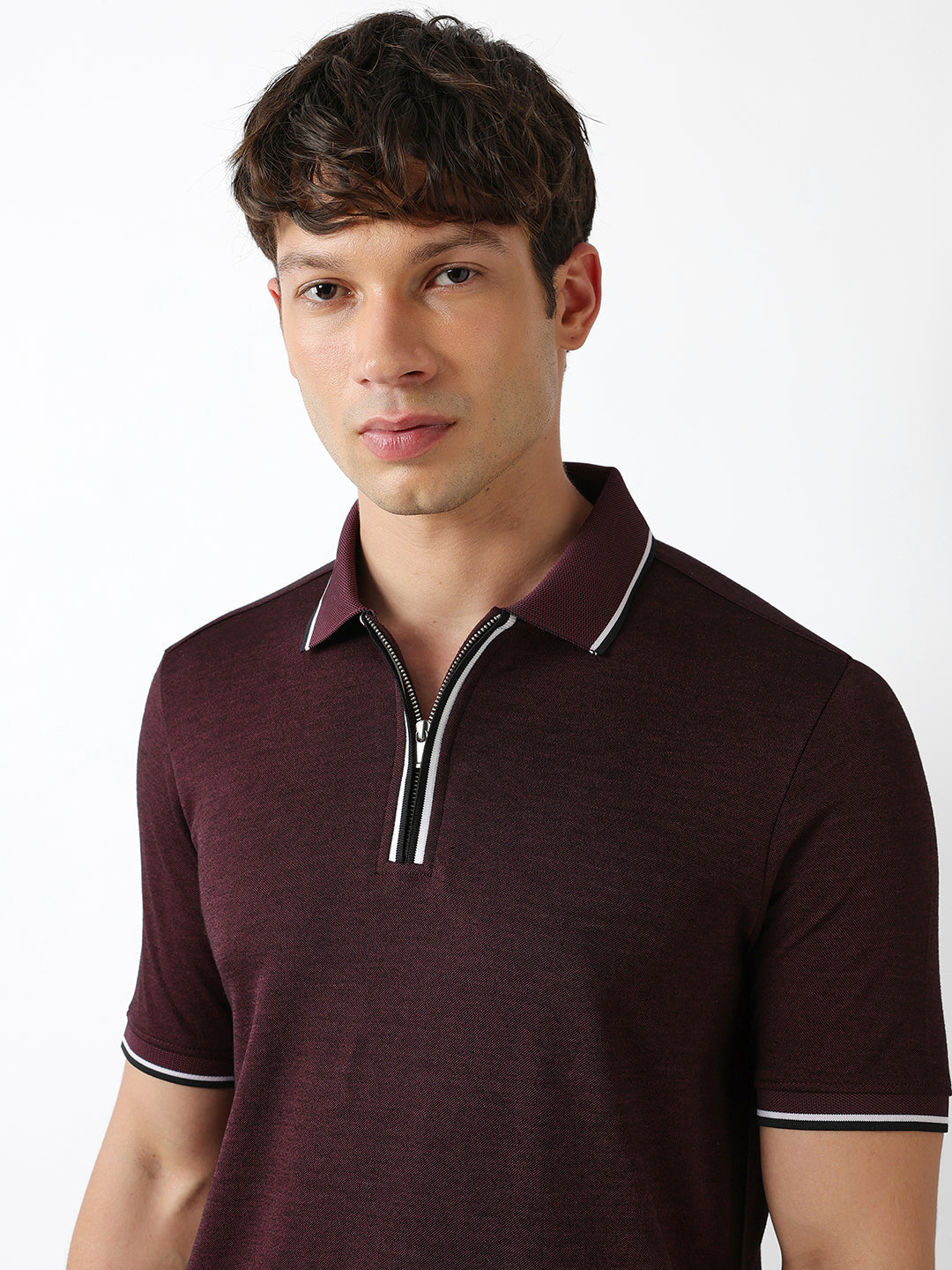 Men Maroon Regular Fit Polo