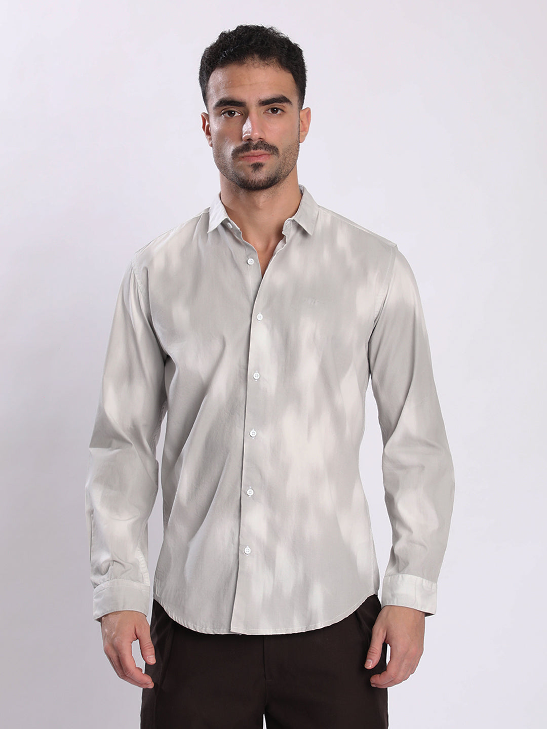 Men Grey Abstract Printed Shirt