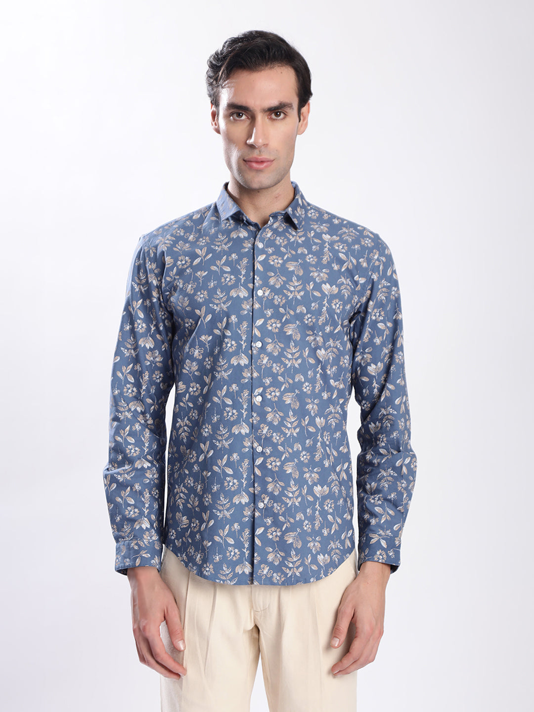 Men Blue Floral Printed Shirt