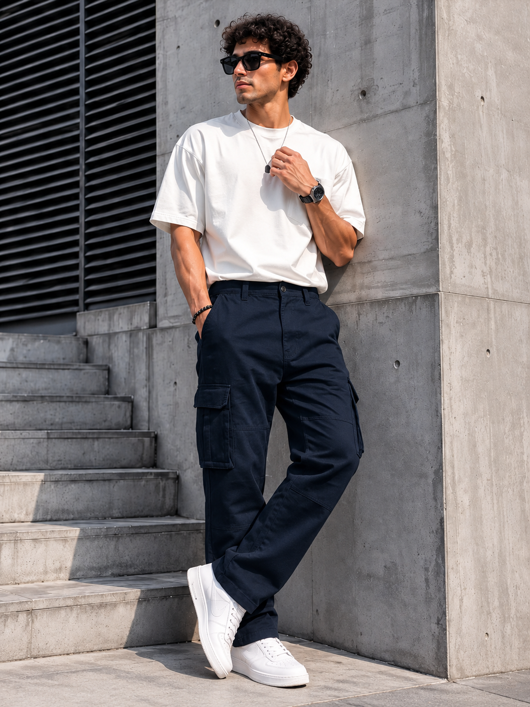 Men Dark Navy Cargo Pant