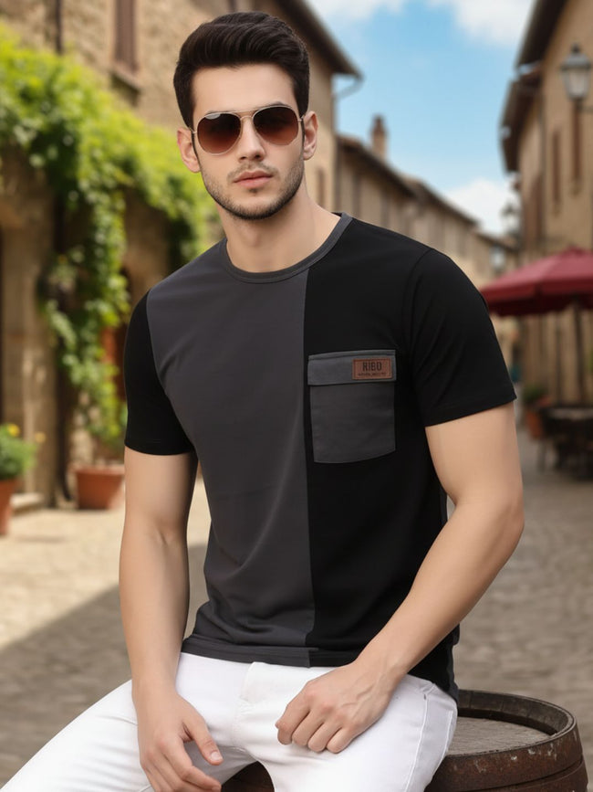 Men Grey Colorblocked T-shirt