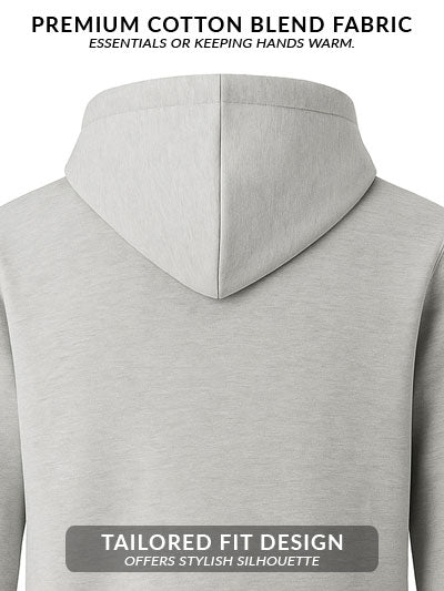 Men Grey Cotton Fleece Hoodie