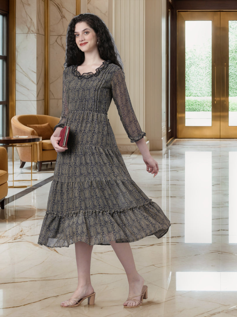 Women Soft Bloom Chiffon Dress