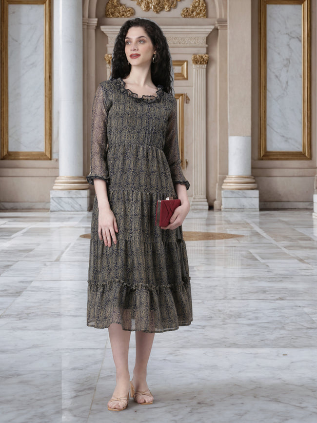 Women Soft Bloom Chiffon Dress