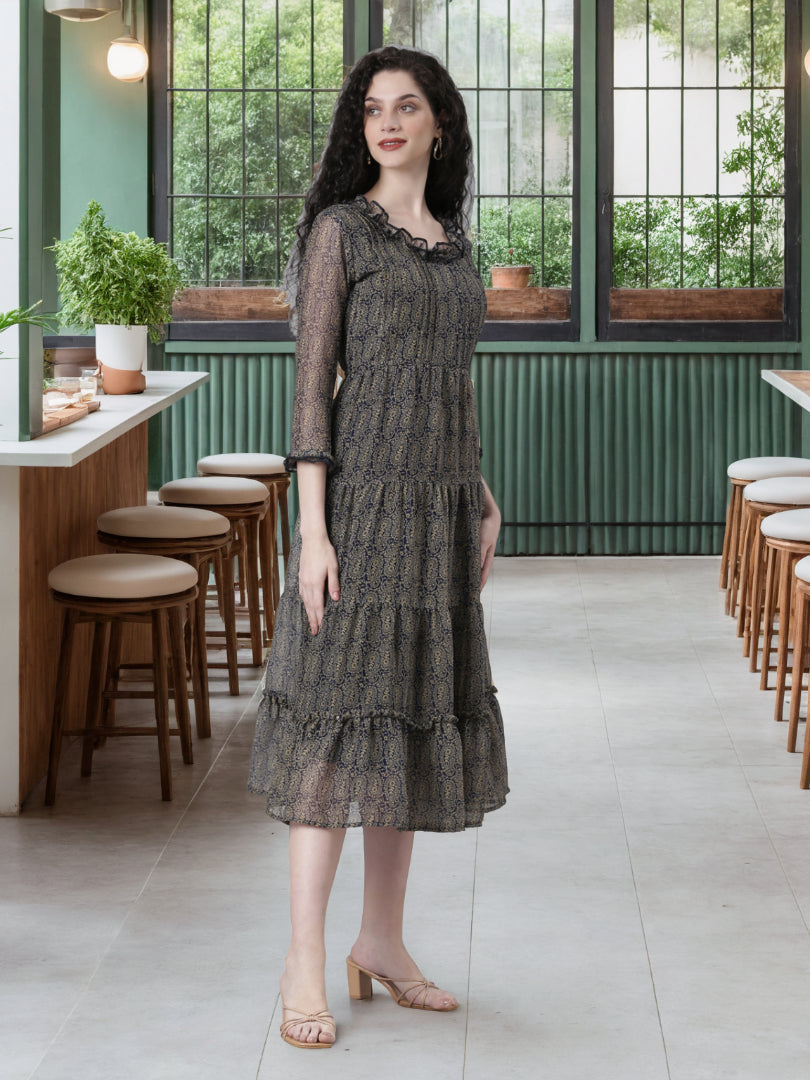 Women Soft Bloom Chiffon Dress