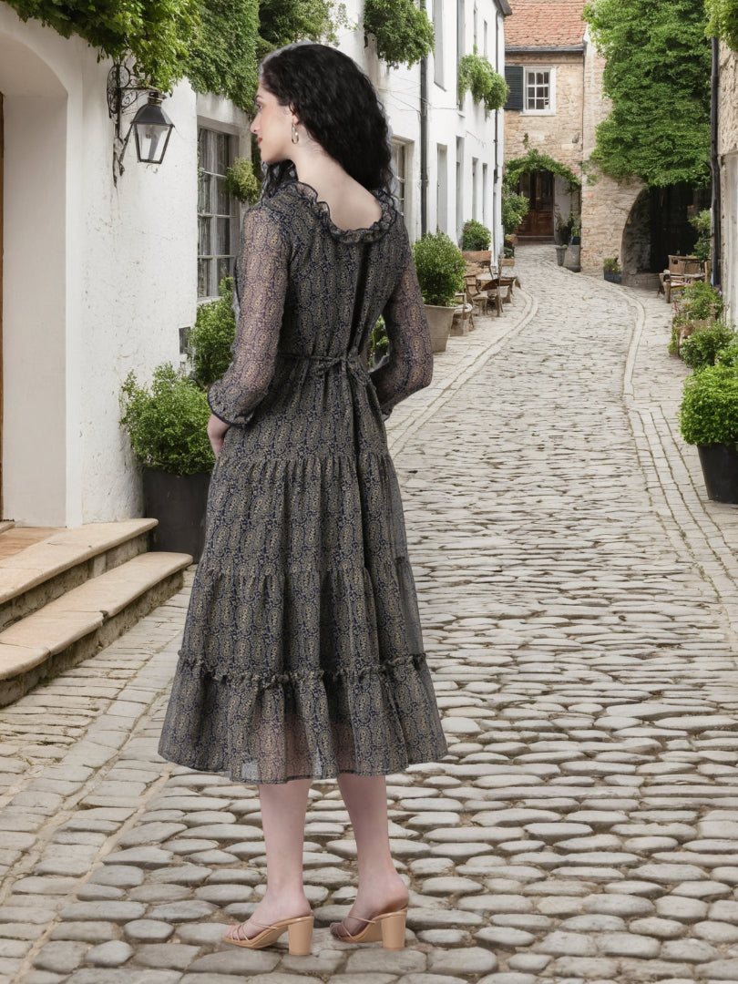 Women Soft Bloom Chiffon Dress