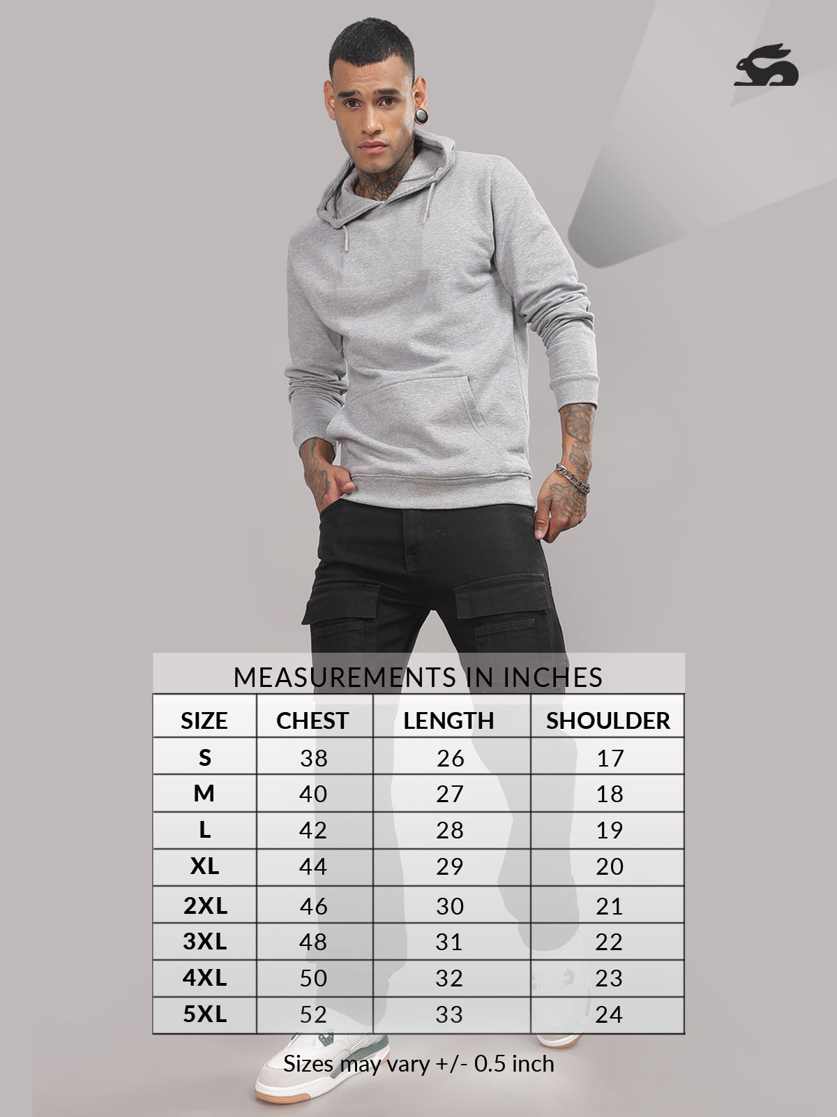 Men Grey Cotton Fleece Hoodie