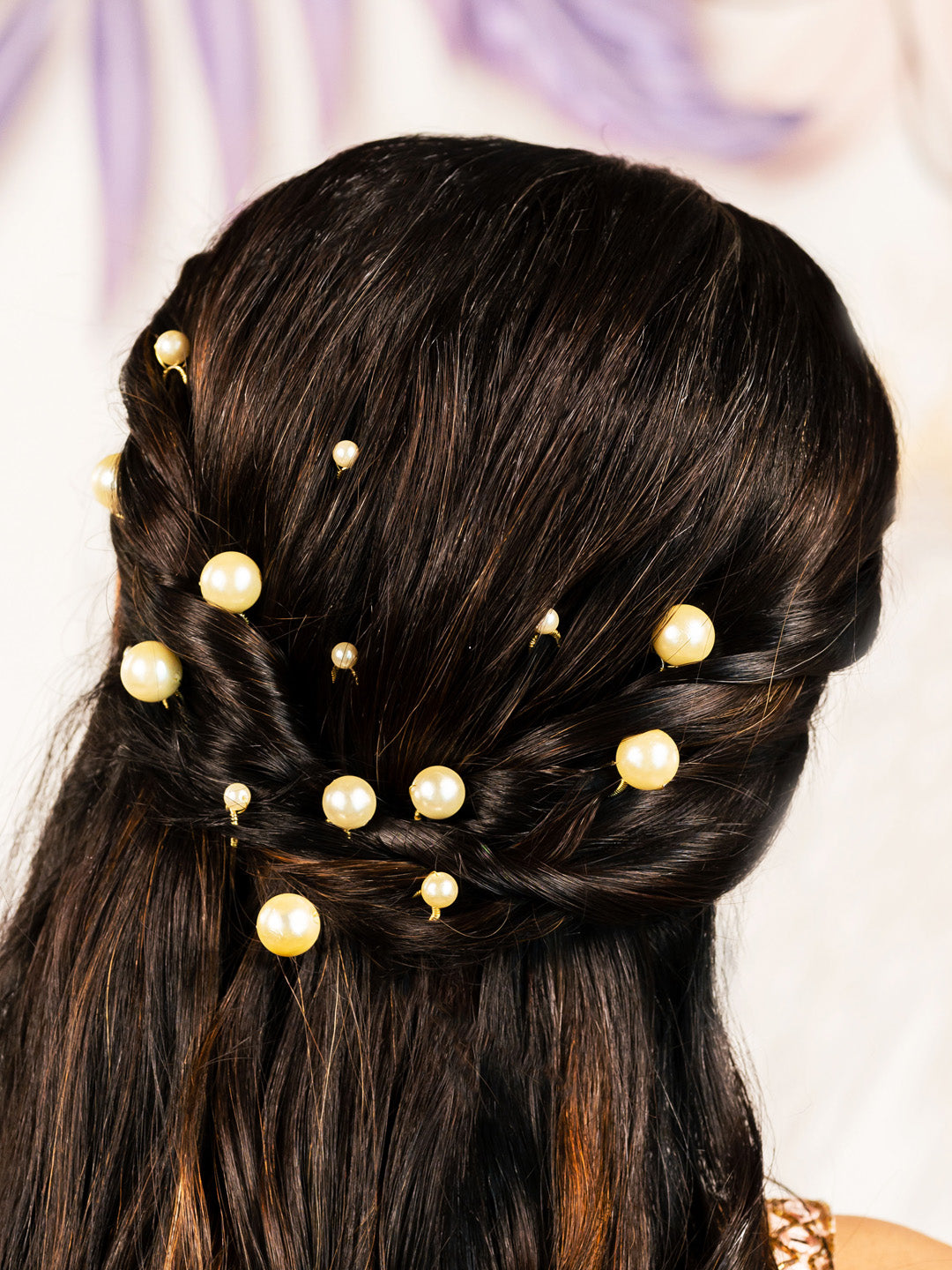 Women White Pearl Embellished Pins Set Of 12