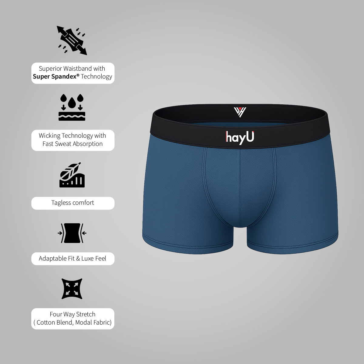 Men Pack of 2 Cotton Elastane Trunks