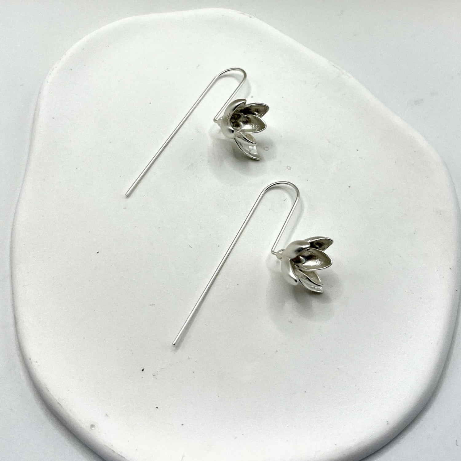 Silver Bloom Drop Earring