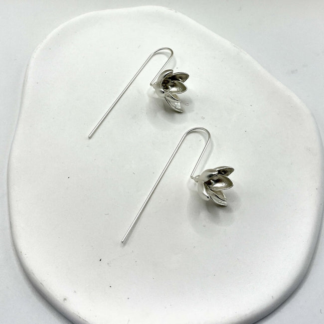 Silver Bloom Drop Earring