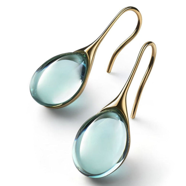Blue Amber Teardrop Earring