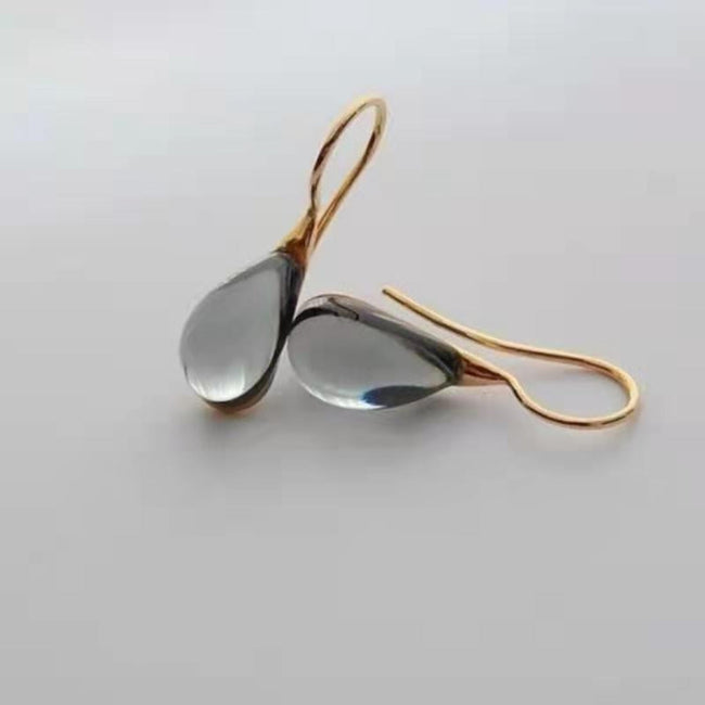 White Amber Teardrop Earring