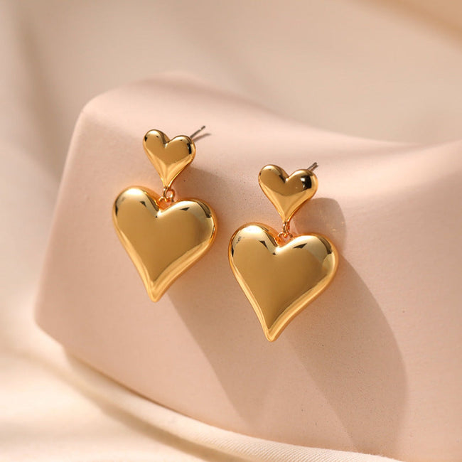 Gold Heart Drop Earring