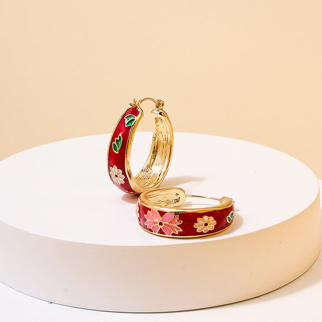 Red Hoop Earring