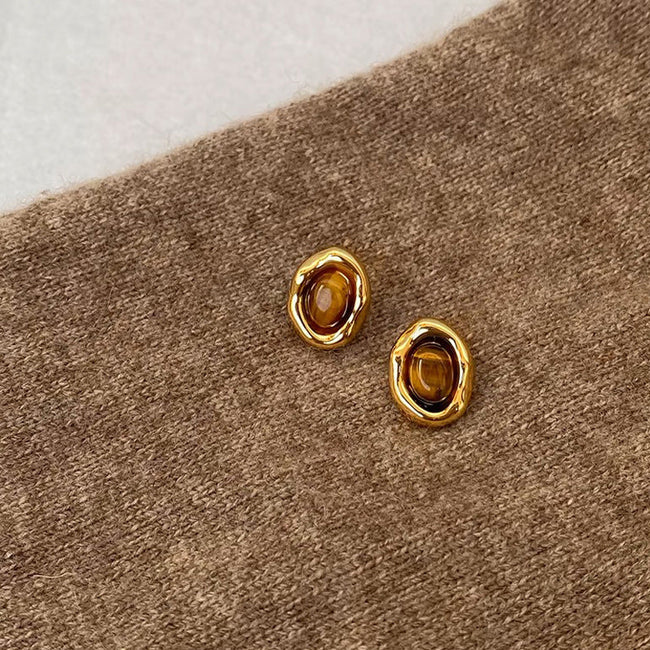 Retro Tiger Eye Stone Earring