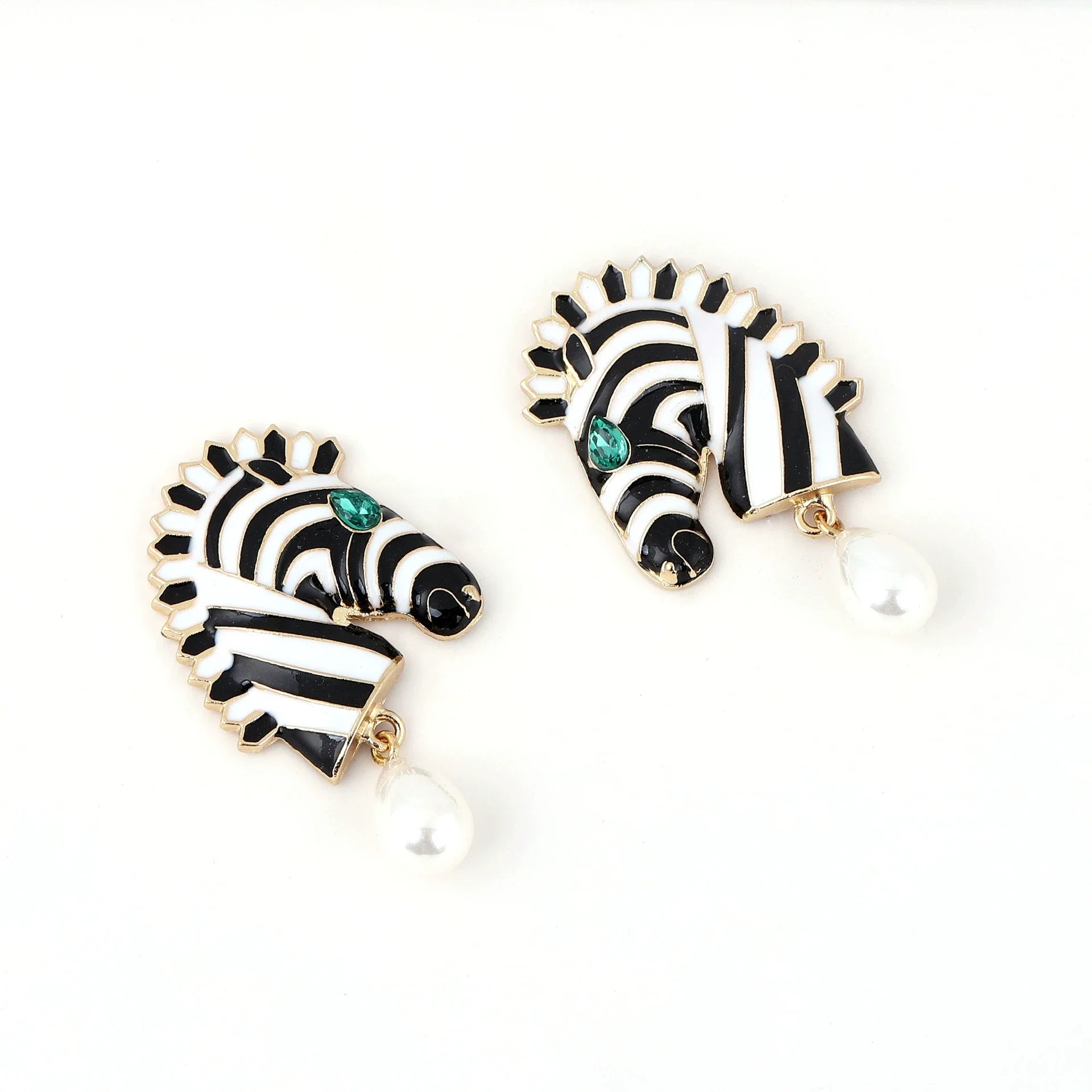 Animal Horse Head Alloy Oil Drip Stripe Earring