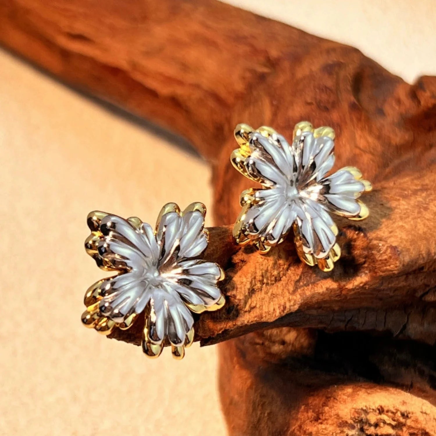 Golden Blossom Crystal Stud Earring