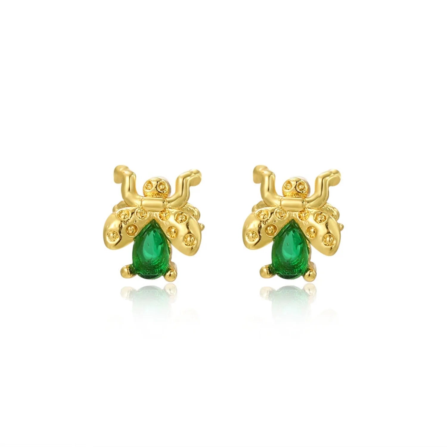 Golden Beetle Stud Earring
