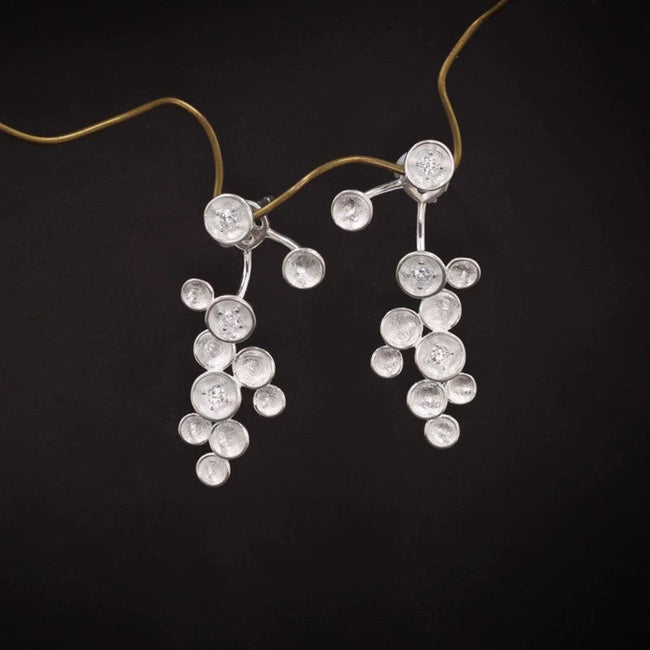 Celestial Cluster Silver Drop Earring