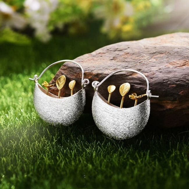 Floral Basket Earrings