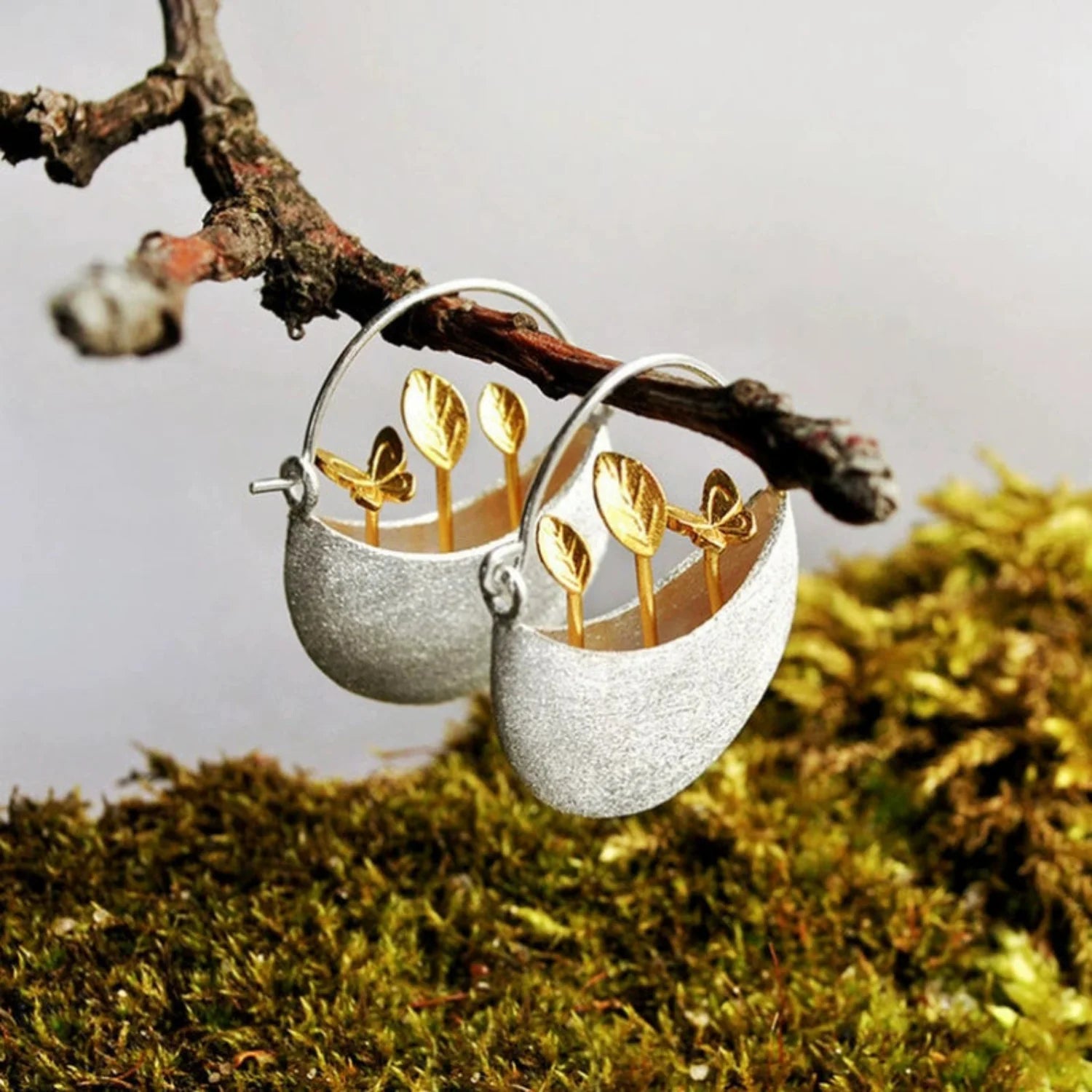 Floral Basket Earrings