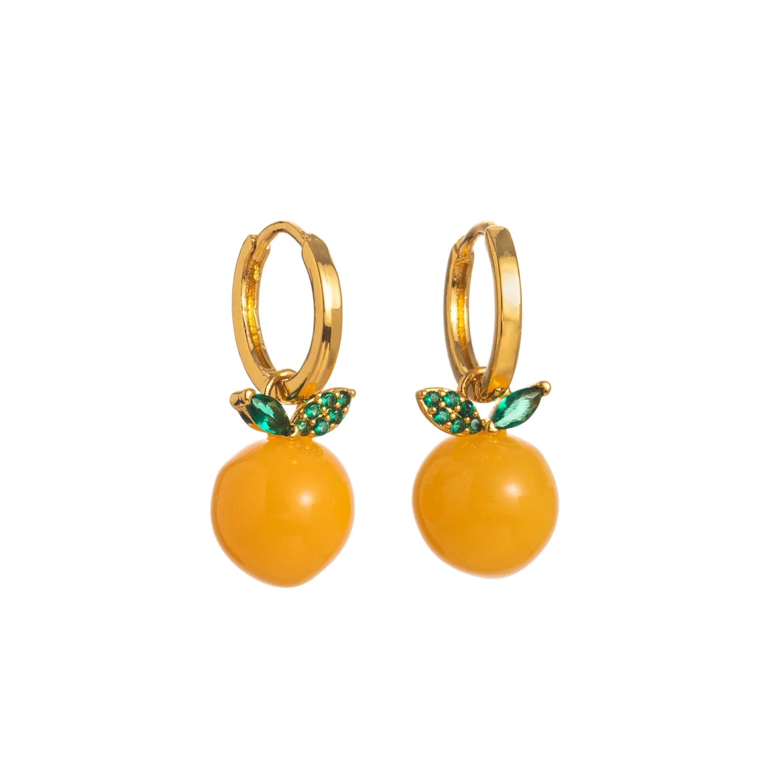 Enamel Orange Sphere Drop Hoops