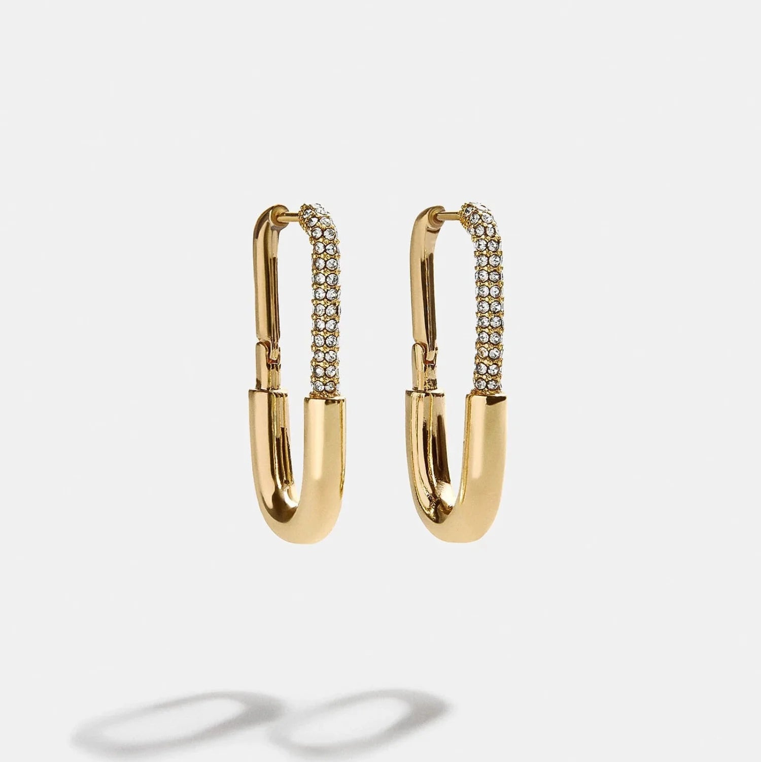 Pavé Crystal Safety Pin Hoops