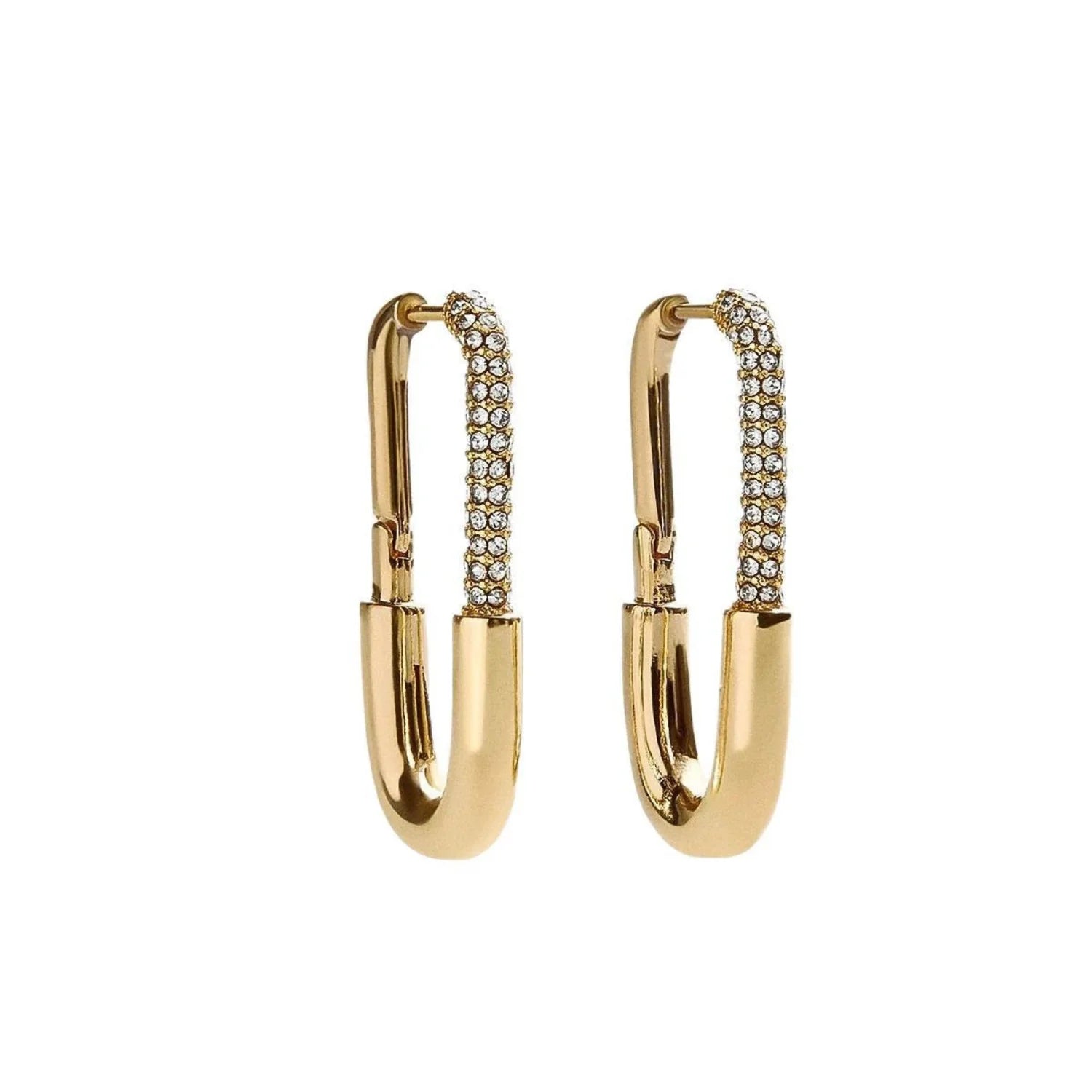 Pavé Crystal Safety Pin Hoops