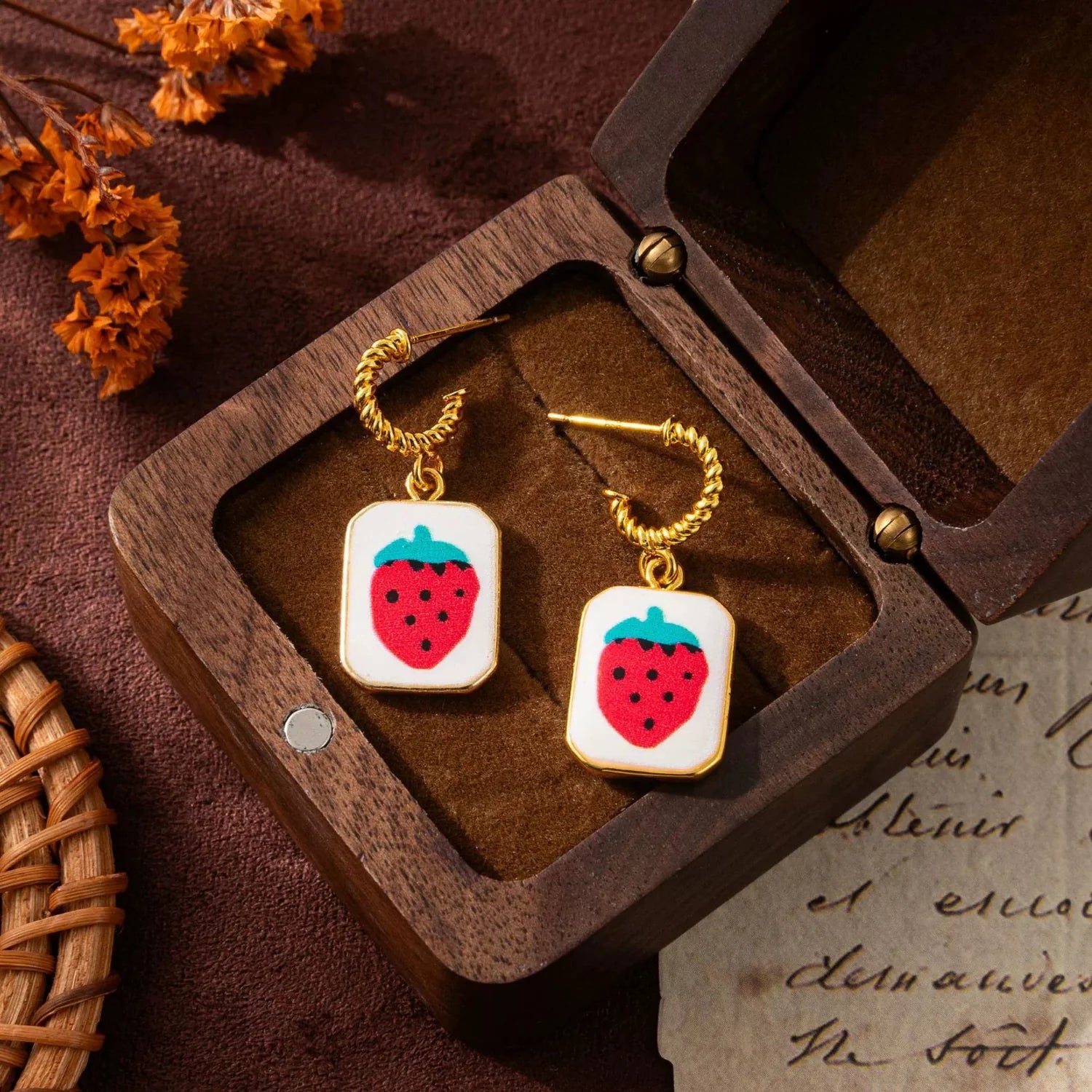 Namel Strawberry Square Dangles