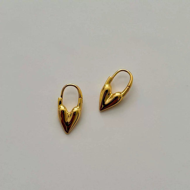 Golden Heart Hoop Earrings