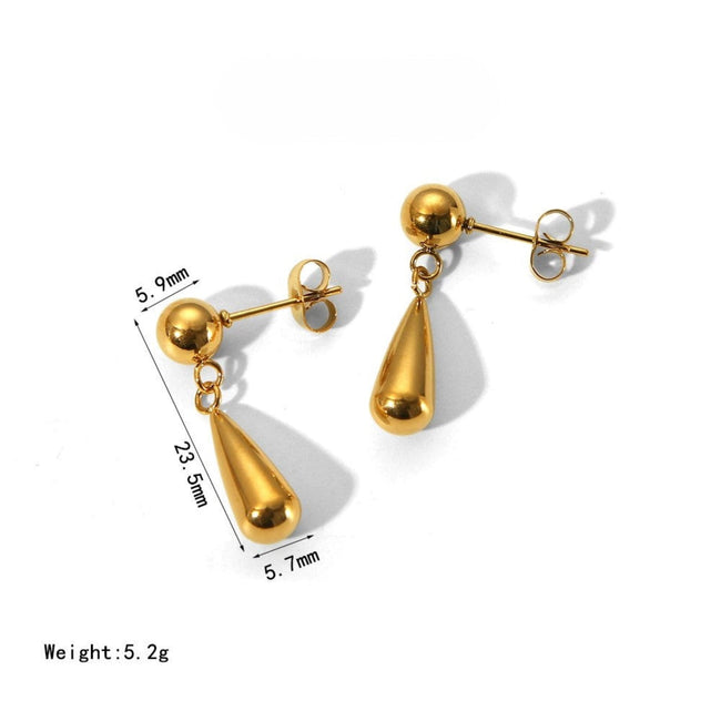 Gold Teardrop Ball Stud Earrings