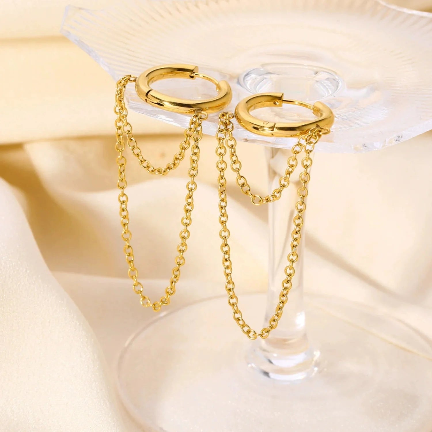 Gold Layered Chain Huggie Earrings
