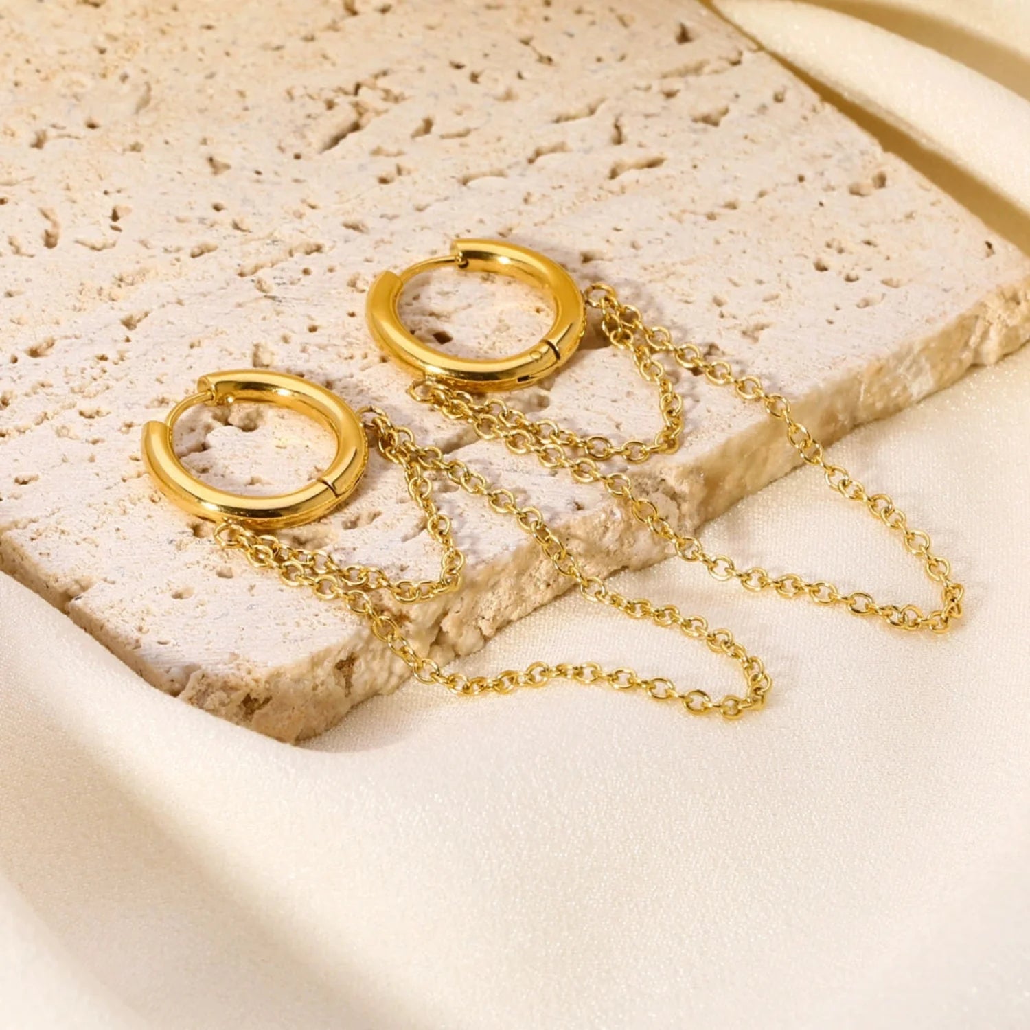 Gold Layered Chain Huggie Earrings