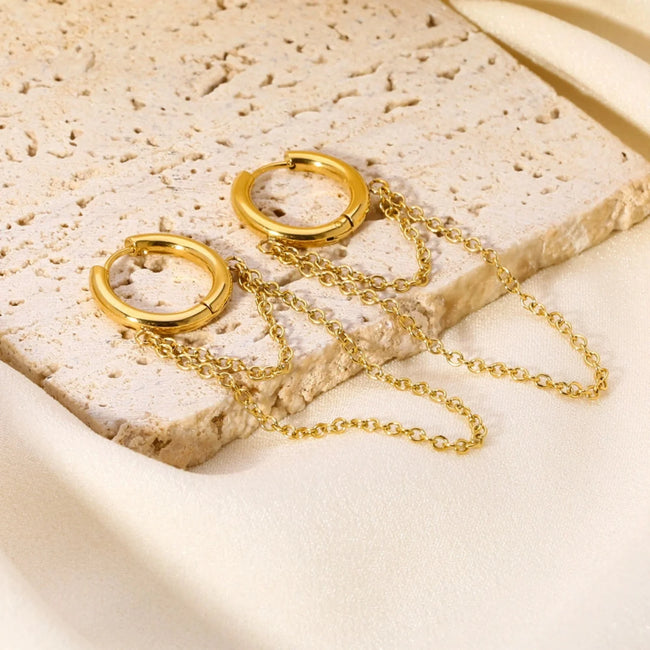 Gold Layered Chain Huggie Earrings