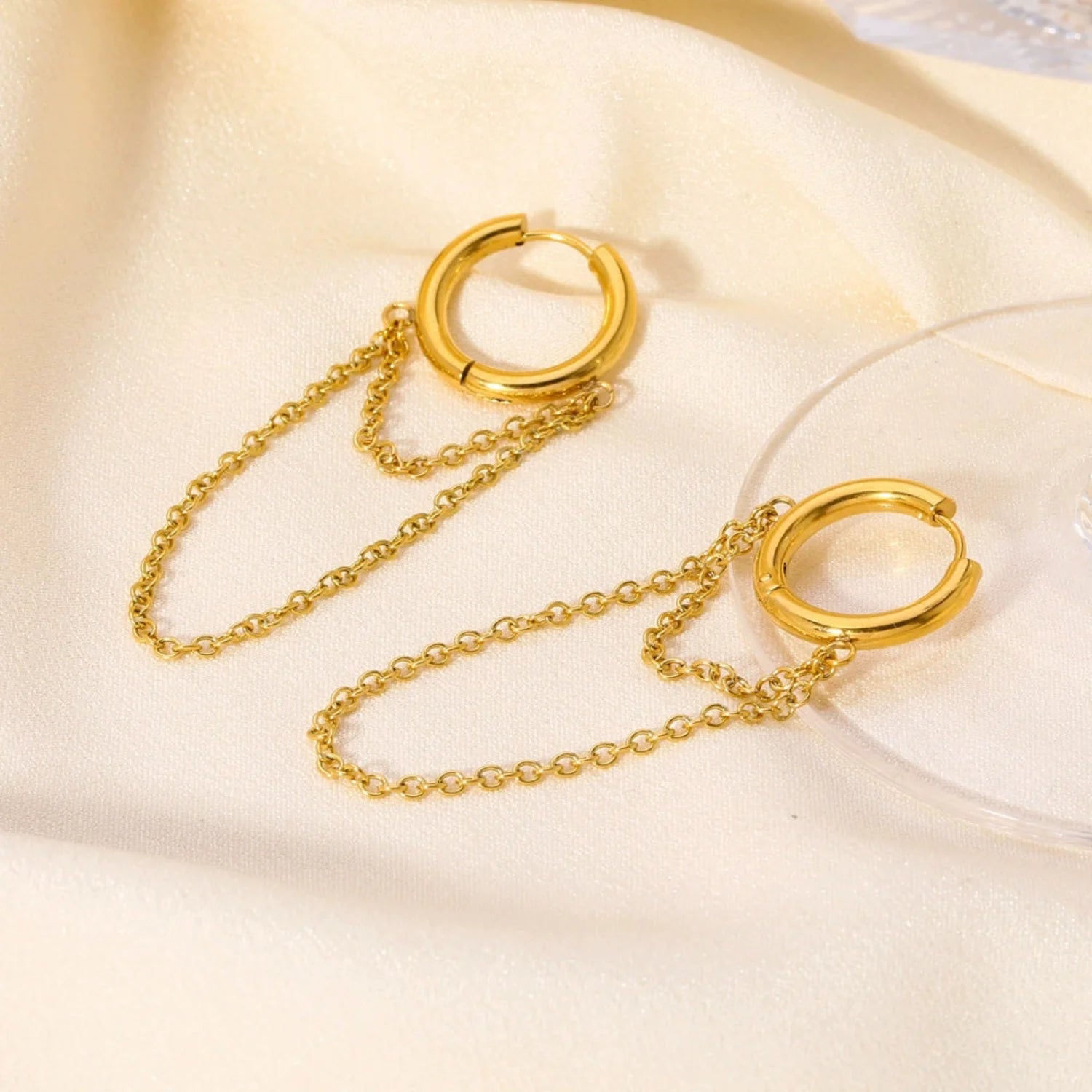 Gold Layered Chain Huggie Earrings