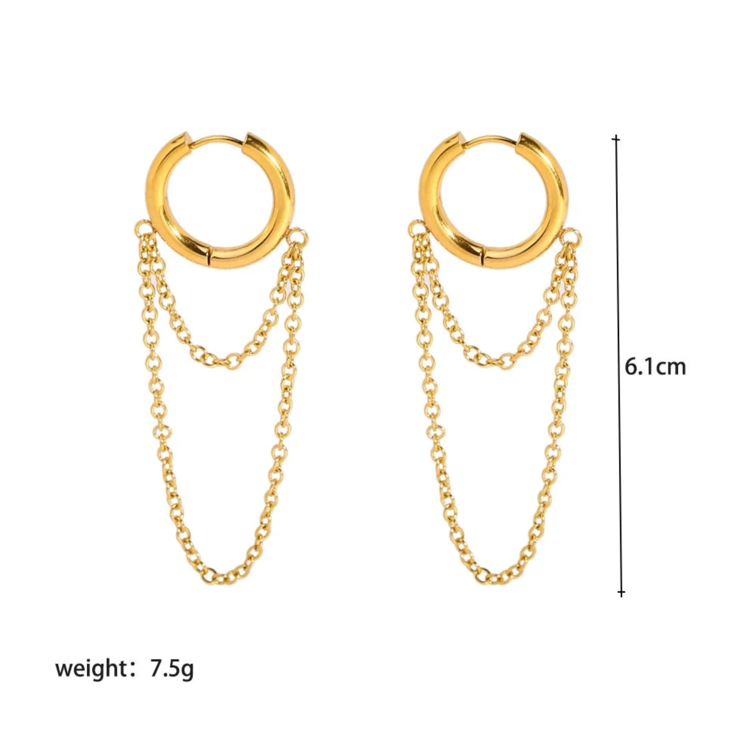 Gold Layered Chain Huggie Earrings