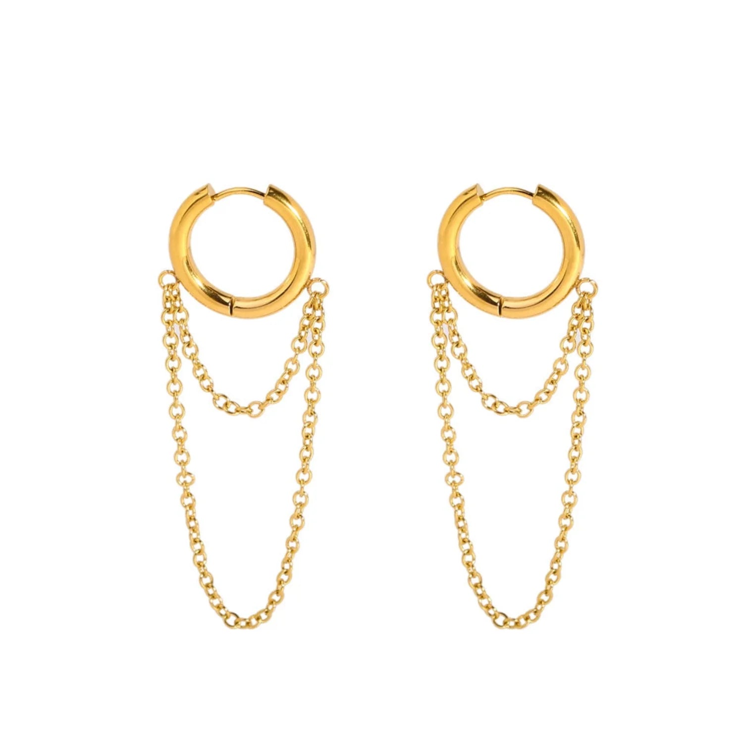 Gold Layered Chain Huggie Earrings