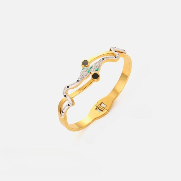 Dual Snake Multicolor Gold Bracelet