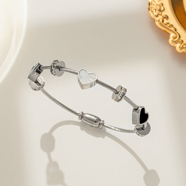 Heart Shaped Openable Silver Bracelet